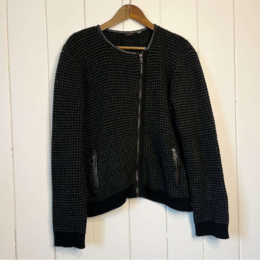 Dex Black Waffle Knit Zip Up Sweater. Size Large.